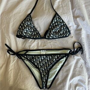 Christian Dior Bikini Blue Oblique / Top - Large, Bottom - Medium